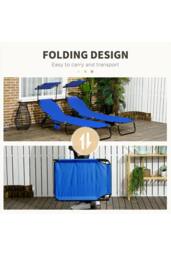 ERGOVEXA Set of Two Folding Sun Loungers, Adjustable Backs & Sun in Blue - thumbnail 4