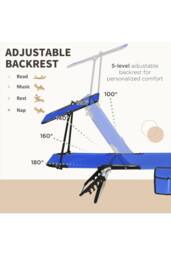 ERGOVEXA Set of Two Folding Sun Loungers, Adjustable Backs & Sun in Blue - thumbnail 3