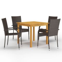 Berkfield Home 5 Piece Garden Dining Set Brown