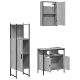 Berkfield Home Durable 3 Piece Bathroom Furniture Set Grey Sonoma Engineered Wood - thumbnail 6