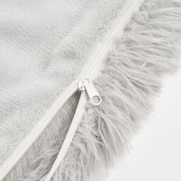 OHS Set of 2 Fluffy Shaggy Square Cushion Covers in Light Grey - Size: 45 cm x 45 cm - thumbnail 5