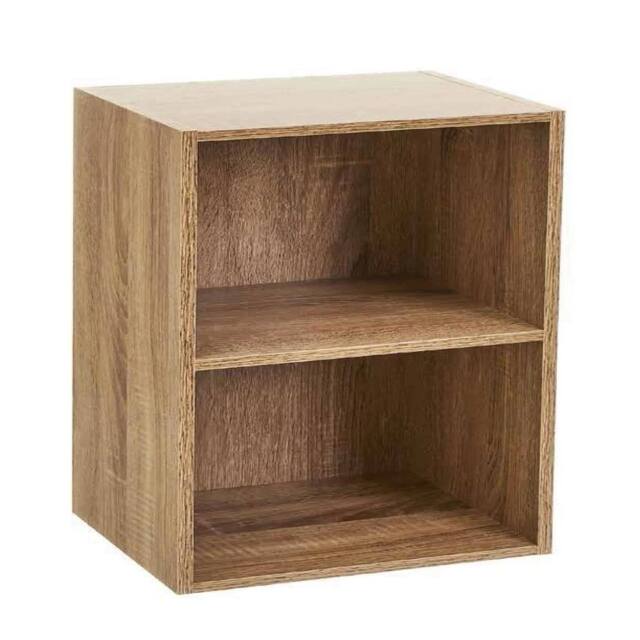 Havendro 2 Cube Storage Unit Small Bookcase Wooden Shelf Cabinet in Natural - image 1