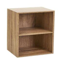 Havendro 2 Cube Storage Unit Small Bookcase Wooden Shelf Cabinet in Natural - thumbnail 1
