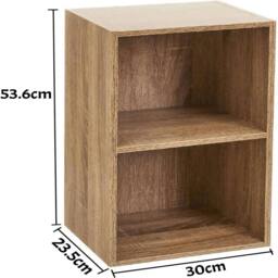 Havendro 2 Cube Storage Unit Small Bookcase Wooden Shelf Cabinet in Natural - thumbnail 2
