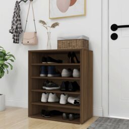 Berkfield Home Shoe Cabinet Brown Oak 60x35x70 cm Engineered Wood - Size: 60 x 35 x 70 cm - thumbnail 3