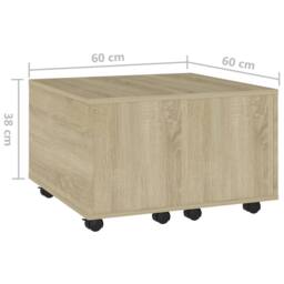 Berkfield Home Coffee Table Sonoma Oak 60x60x38 cm Engineered Wood in Brown - Size: 60 x 60 x 38 cm - thumbnail 8