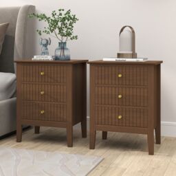Melody Maison Pair Of 3 Drawer Bedside Tables - Hales Dark Wood Range in Dark Brown - thumbnail 4