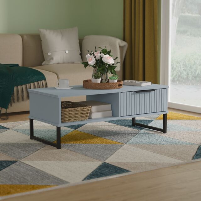 Ready Assembled 2 U Menai 1 Drawer Coffee Table (Ready Assembled) in Light Blue - Size: Medium - image 1