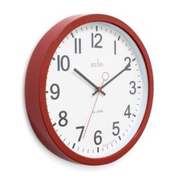 Acctim Kempston Wall Clock Metal Energy Efficient Movement Glass Lens 35cm in Red - thumbnail 2