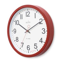 Acctim Kempston Wall Clock Metal Energy Efficient Movement Glass Lens 35cm in Red - thumbnail 4