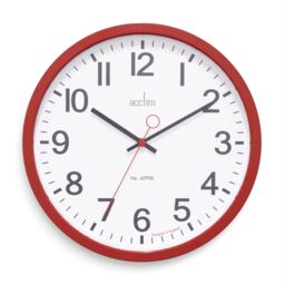 Acctim Kempston Wall Clock Metal Energy Efficient Movement Glass Lens 35cm in Red