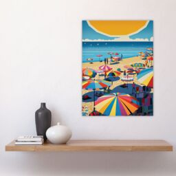 Artery8 The Midday Sun Saint-Tropez By Goeff Turner Giant Sunrise Sun Kissed Shores Playful Beachside Artwork Seaside Bathroom Large Wall Art Poster - thumbnail 4