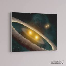 "Artery8 Space NASA HD98800 Binary Star System Canvas Wall Art Print in Blue - Size: W18"" x H24""" - thumbnail 2