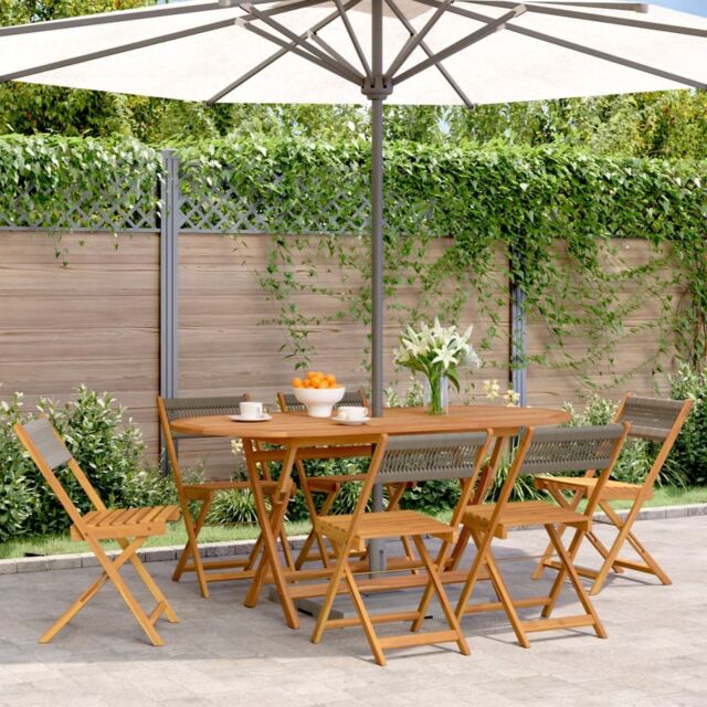 Berkfield Home Folding Garden Chairs 6 pcs Grey Solid Wood Acacia - image 1
