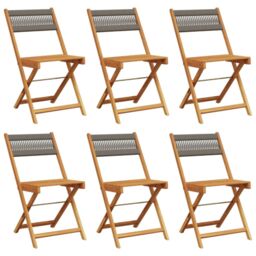 Berkfield Home Folding Garden Chairs 6 pcs Grey Solid Wood Acacia - thumbnail 2