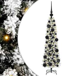 Berkfield Home Stunning Artificial Christmas Tree with 150 LEDs Green & white - thumbnail 3