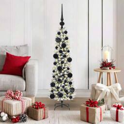 Berkfield Home Stunning Artificial Christmas Tree with 150 LEDs Green & white - thumbnail 2
