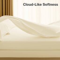 Homes-Linen 180 Thread Count Rich Percale Flat Sheet Polycotton Blend in Cream - Size: Single - thumbnail 2