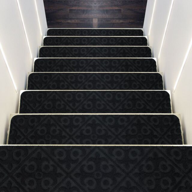 Costway 15 PCS Stair Treads Non-Slip Stairway Carpets Slip Stair Mats for Wooden Steps in Black - image 1