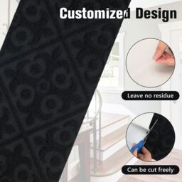 Costway 15 PCS Stair Treads Non-Slip Stairway Carpets Slip Stair Mats for Wooden Steps in Black - thumbnail 6