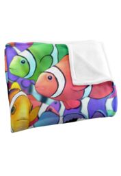 JQ Licensing Royce Mcclure Humbugs & Clown Fish Pattern Silky Touch Super Soft Throw Blanket 152 X 127 cm in White - thumbnail 3