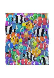 JQ Licensing Royce Mcclure Humbugs & Clown Fish Pattern Silky Touch Super Soft Throw Blanket 152 X 127 cm in White - thumbnail 1
