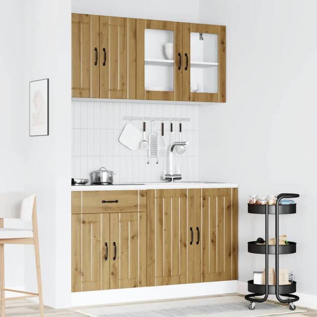 Berkfield Home Elegant 4 Piece Kitchen Cabinet Set Kalmar Artisan Oak Engineered Wood in Brown - image 1