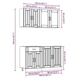 Berkfield Home Elegant 4 Piece Kitchen Cabinet Set Kalmar Artisan Oak Engineered Wood in Brown - thumbnail 9