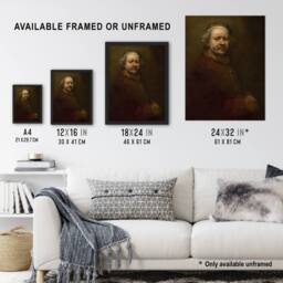 "Artery8 Self Portrait at the Age of 63 Rembrandt Wall Art Poster Print in Brown - Size: W18"" x H24""" - thumbnail 3