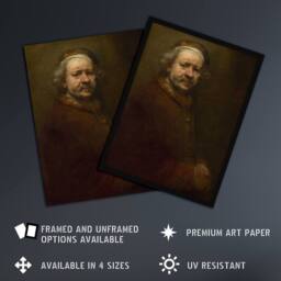 "Artery8 Self Portrait at the Age of 63 Rembrandt Wall Art Poster Print in Brown - Size: W18"" x H24""" - thumbnail 2