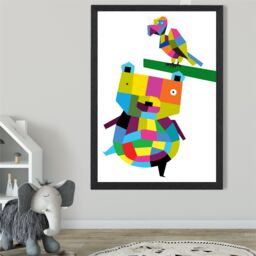ARTZE Bear Bright Geometric Animal Framed Print SIZE: A3 with Black Frame - Size: A4 - thumbnail 2