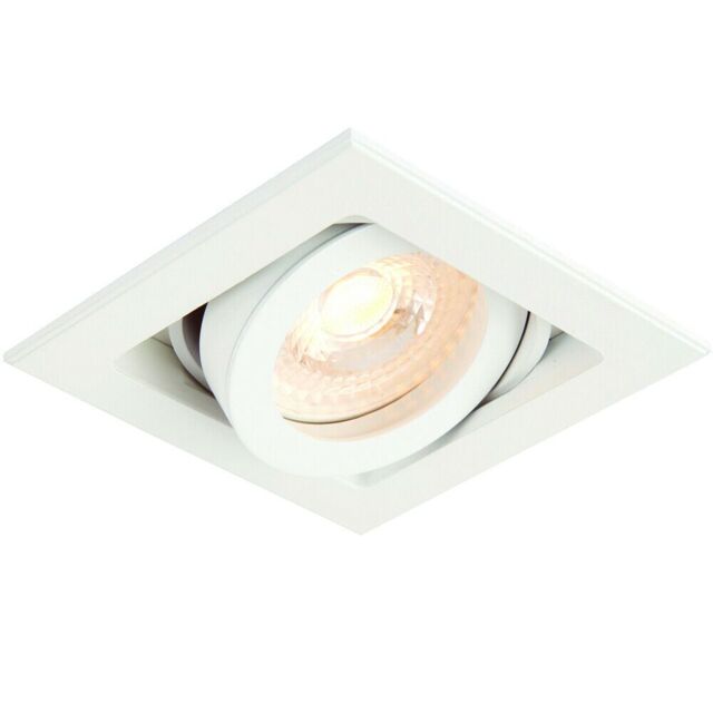 Loops Single Square Adjustable Head Ceiling Spotlight White GU10 50W Box Downlight - image 1