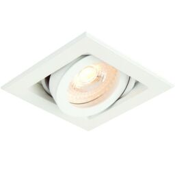Loops Single Square Adjustable Head Ceiling Spotlight White GU10 50W Box Downlight - thumbnail 1