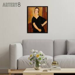 "Artery8 Madame Amedee Portrait Modigliani Vintage Black Framed Canvas Wall Art in Brown - Size: W12"" x H16""" - thumbnail 3