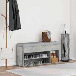 Berkfield Home Shoe Bench Concrete Grey 102x30.5x45 cm Engineered Wood