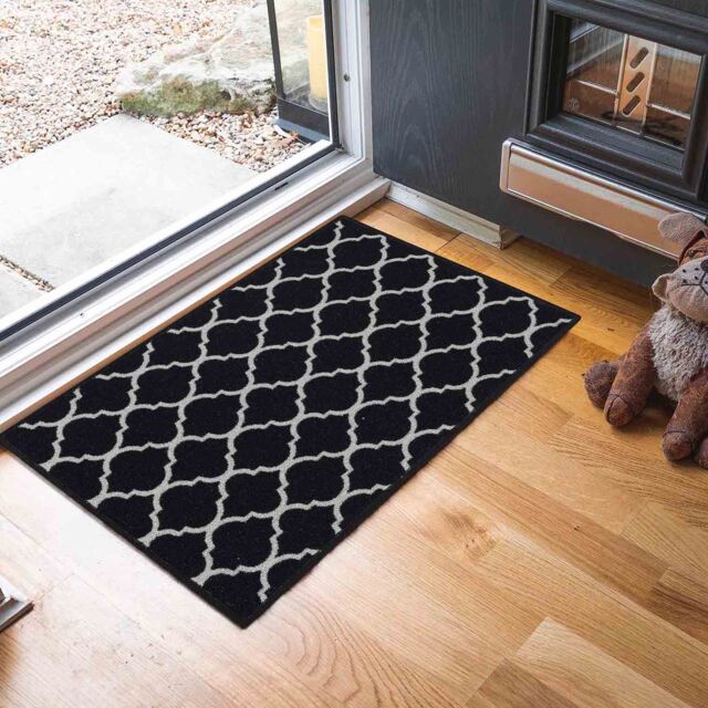 Desire Rugs Anti-Slip Trellis Design Doormat - Machine Washable for Easy Care in Black - Size: 67 cm x 120 cm - image 1