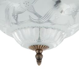 Happy Homewares Traditional & Classic Ornate Metal & Floral Glass Flush Ceiling Light Fitting in Metallic Gold - thumbnail 3