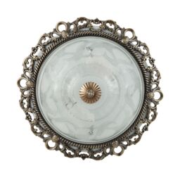 Happy Homewares Traditional & Classic Ornate Metal & Floral Glass Flush Ceiling Light Fitting in Metallic Gold - thumbnail 5