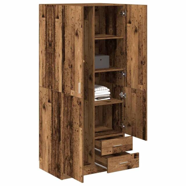 Berkfield Home Wardrobe Old Wood 80x52x180 cm Engineered Wood in Brown - Size: 80 x 52 x 180 cm - image 1