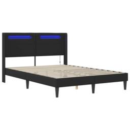 Berkfield Home Bed Frame with LED Strip Lights Black 135 x 190 cm Faux Leather - thumbnail 5