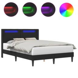 Berkfield Home Bed Frame with LED Strip Lights Black 135 x 190 cm Faux Leather - thumbnail 2