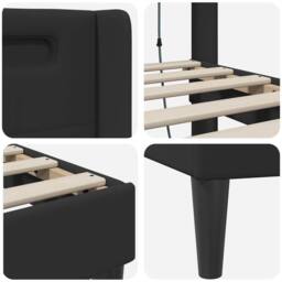 Berkfield Home Bed Frame with LED Strip Lights Black 135 x 190 cm Faux Leather - thumbnail 9