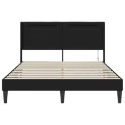 Berkfield Home Bed Frame with LED Strip Lights Black 135 x 190 cm Faux Leather - thumbnail 6