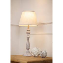 Lemon Pavilion Furniture and Decor Dunum Column Table Lamp with Linen Shade - L13 x W13 x H44 cm - White - thumbnail 5