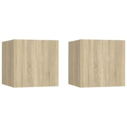 Berkfield Home Wall Mounted TV Cabinets 2 pcs Sonoma Oak 30.5x30x30 cm in Brown - thumbnail 2