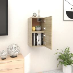 Berkfield Home Wall Mounted TV Cabinets 2 pcs Sonoma Oak 30.5x30x30 cm in Brown - thumbnail 1