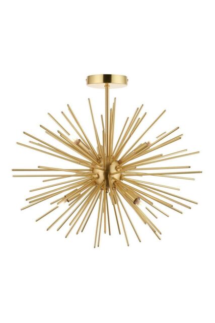 Netlighting Orta Multi Arm Lamp Semi Flush Ceiling Lamp Satin Brass Plate in Gold - image 1