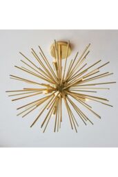 Netlighting Orta Multi Arm Lamp Semi Flush Ceiling Lamp Satin Brass Plate in Gold - thumbnail 2
