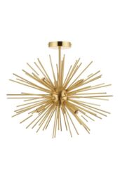 Netlighting Orta Multi Arm Lamp Semi Flush Ceiling Lamp Satin Brass Plate in Gold - thumbnail 1