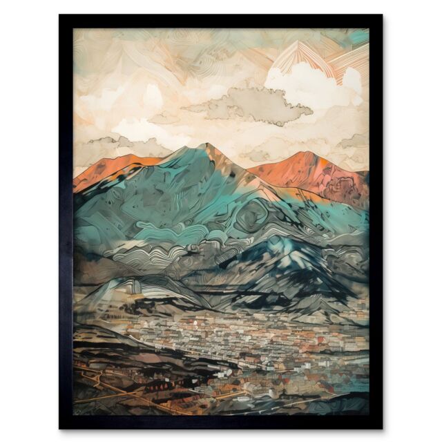 "Artery8 Wall Art Print Sunrise in Lienz Austria City Under Mountain Range Art Framed in Black - Size: W12"" x H16""" - image 1